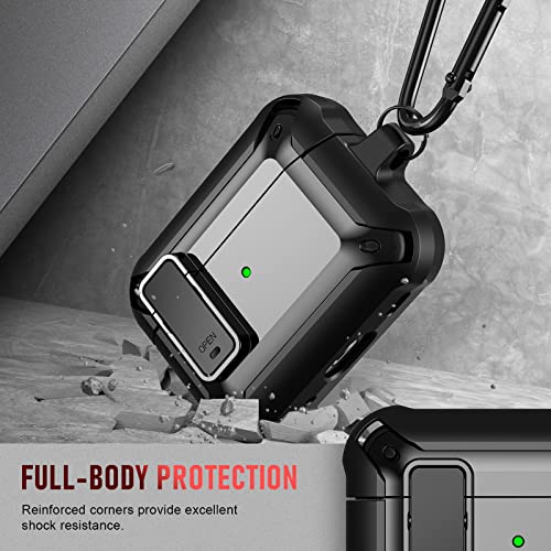 Samtec Airpod Pro 2 Case Cover 2022 With Secure Lock Clip, Military Armor Series Full-Body Rugged Hard Shell For Men Women With Keychain，Shockproof Protective Case For Airpod Pro 2Nd Generation,Black #TOP5