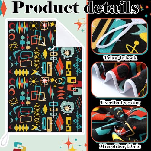 Image of Bencailor 6 Pcs Black Geometric Kitchen Towels Decorative Sets Dish Towels Absorbent Fast Drying Hand Tea Vintage Hanging Reusable Cleaning Dishcloths for Cooking Farmhouse Bathroom Accessory