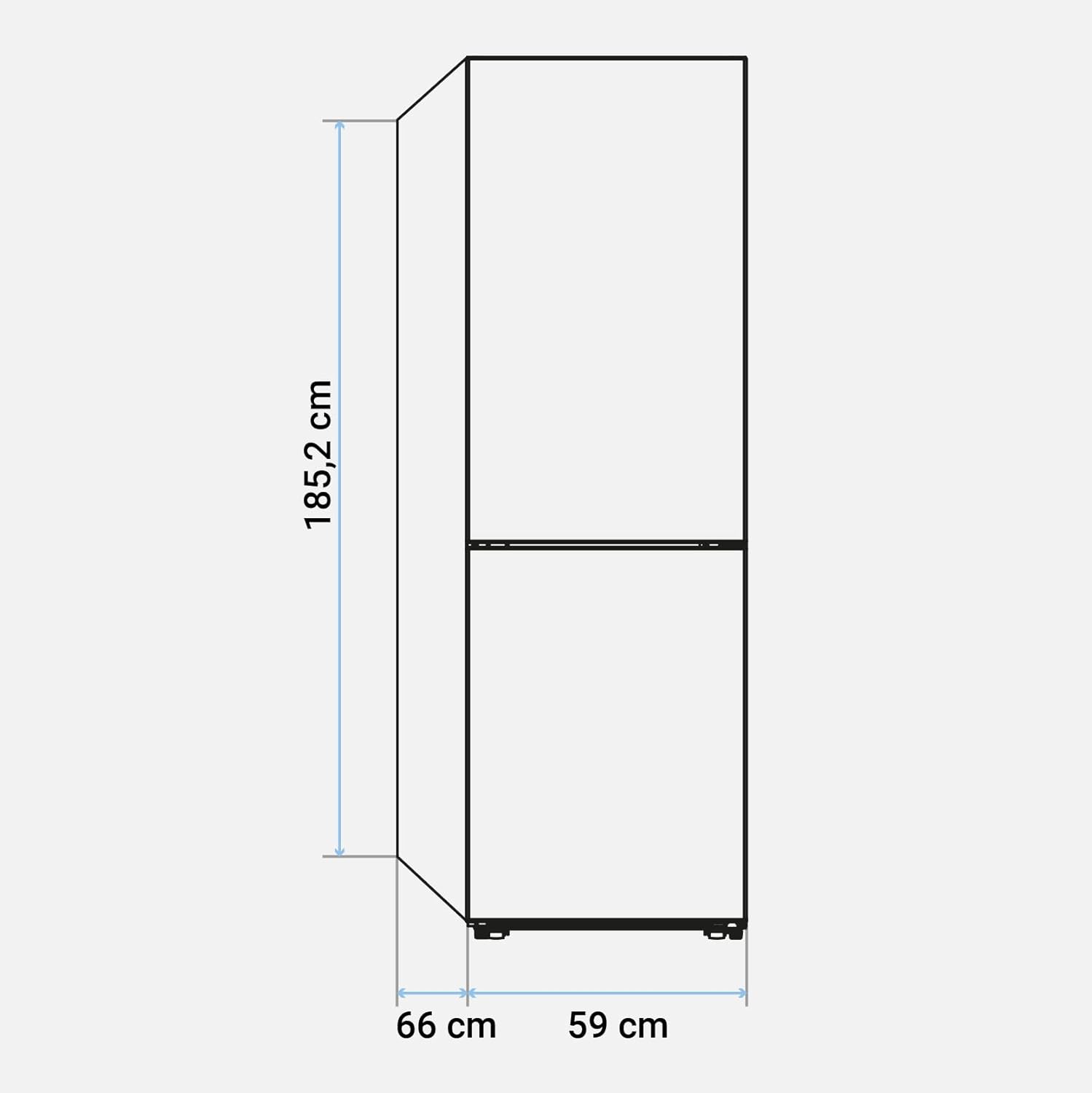 UNIVERSALBLUE Frigorifero Combi 185 cm - Vetro Nero | Sistema No Frost | Congelatore | Silenzioso | Capacità totale 320 L | Spedizione + Carica + Rimozione Gratuita [Classe di efficienza energetica A+]