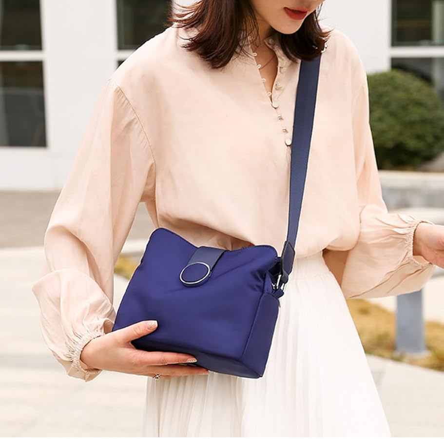 Borsa A Tracolla Donna Piccola In Tessuto Oxford - Leggera Con Multipli Scomparti E Cerniere - Impermeabile Per Uso Quotidiano - Colori: Rosso, Viola, Blu E Nero