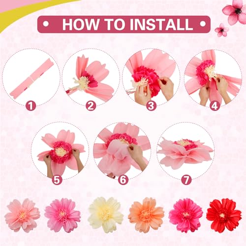 Image of TaoBary Large Colorful Tissue Paper Flowers Giant Fiesta Paper Pom Poms Classroom Wall Decor Mexican Birthday Party Decorations Wedding Backdrop(20 inch and 10 inch,Pink, Beige, Light Orange,36 Pcs)