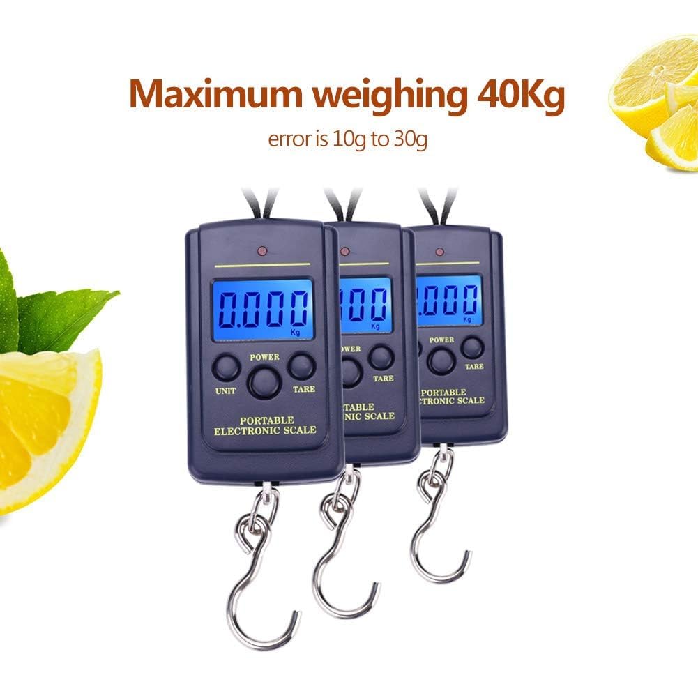 40 kg LCD elektroniczna waga cyfrowa, przenośna elektroniczna, waga, cyfrowa, przenośna waga, do podróży, wędkarstwa i łucznictwa, duży haczyk