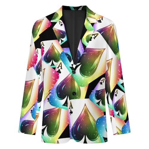 Spades Poker Rainbow Men's Slim Suit Long-Sleeve Prom Tuxedo Classic Two Button Business Jacket4