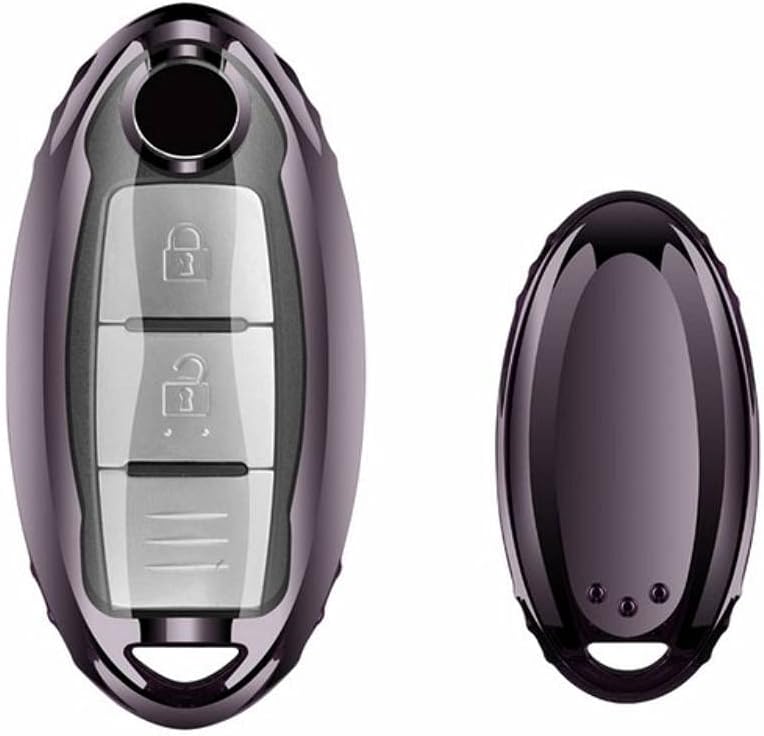 Nissan Car Key Fob Cover,Compatible with Nissan Rogue Maxima Altima Seda Pathfinder Infiniti Q50 QX56 M35 Q70 Smart Keyless Entre Key Fob,Armor Key Fob Case Protector Jacket with Buckle Silver