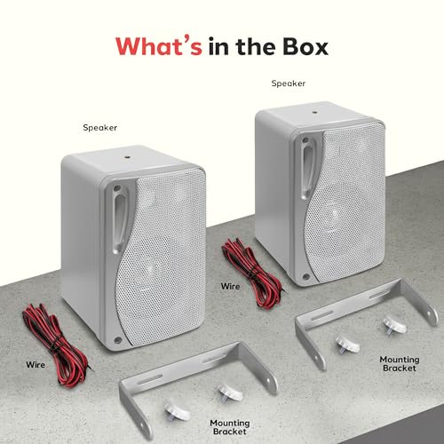 Pyle 3-Way Waterproof Marine Box Speakers - 3.5" 200 Watt Dual Indoor Outdoor Speaker System - Weatherproof/Waterproof Outdoor Speaker - Home, Boat, Pool, Patio Indoor Outdoor Use PLMR24S (Silver)