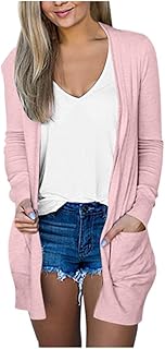 Abrigo casual de manga para mujer, color rosa, talla L, Rosa, (Pinkish), L