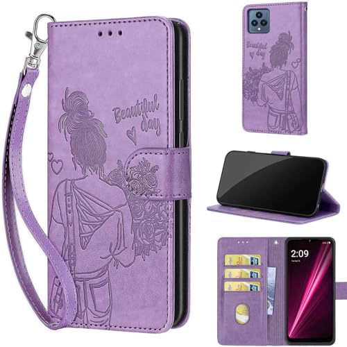Étui portefeuille pour T-Mobile REVVL 6 5G 2022 en cuir synthétique à rabat
