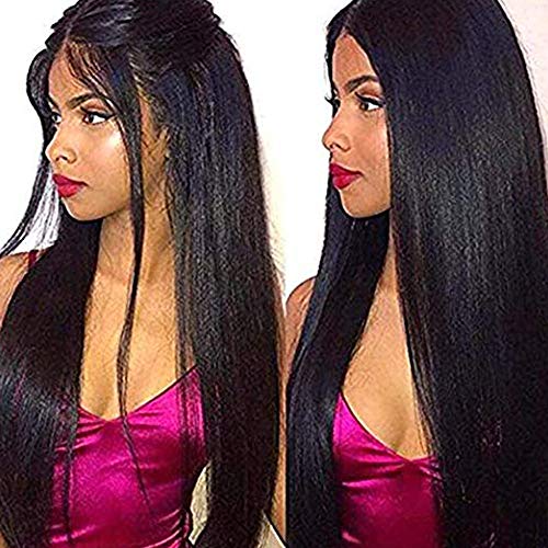 Life Diaries 6inch Large Part 10A Grade NO TANGLE 360 Lace Frontal Wig 150% Density Pre Plucked Light Yaki Natural Color Brazilian Virgin Human Hair Wigs for All Skin Women 18 Inch