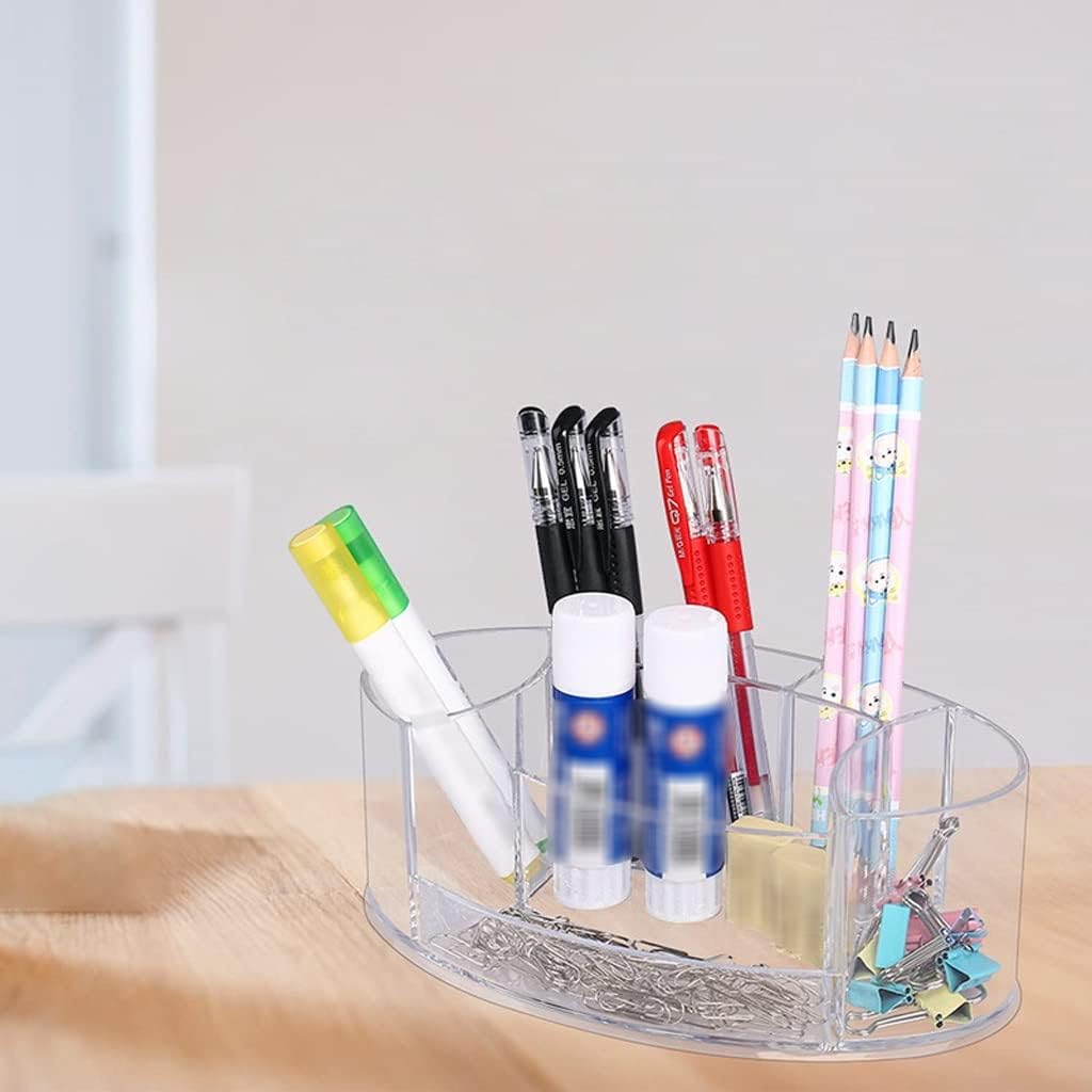 Pencil Organizer Pencil Holder Pen Holder 3 Compartments Transparent Stationery Organizer Makeup Storage Box for Desk Accessories Pencil Holder (Color : A) (A) image 4