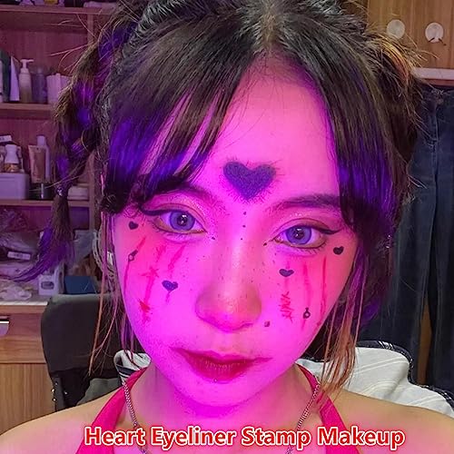 Go Ho 2Pcs Eyeliner Stamps,Black&Red Eyeliner Heart Stamp Eyeliner For Love Gift Fun Makeup,Double-Side Long-Lasting Waterproof Perfect Wing Cat Eyes Stamp Eyeliner,Liquid Eyeliner Colorful Set Wingliner Shapes #TOP5