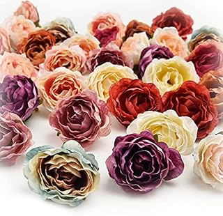 Fake flowers outdoor Artificial flowers Silk flowers Daisy rose Flower Heads plastic Mini Silk Artificial Flowers for DIY Wedding Home Decoration Christmas Wreath Scrapbooking 30Pcs 4cm (Multicolor)