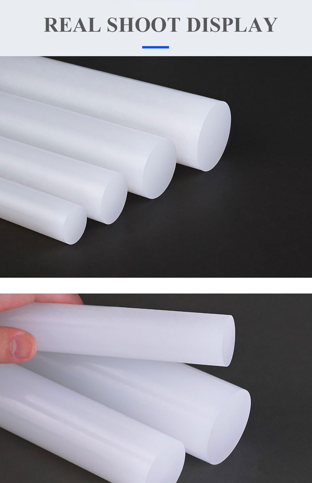 Asta In Acetale Bianco - Diametro 50mm X 300mm, Qualità A