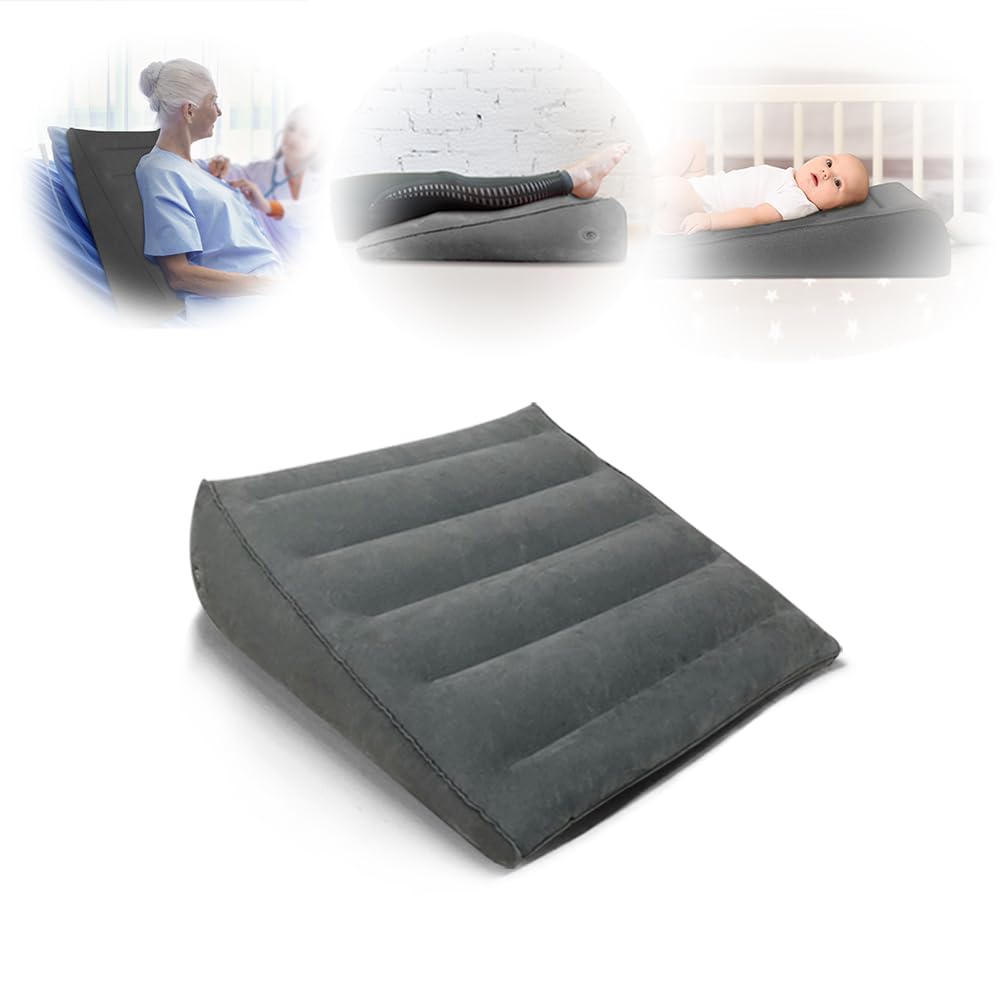 Nevife Inflatable Wedge Pillow for Reflux, Anti Snoring, Acid Reflux and GERD. Positioning Wedge Pillow for Knee, Arm, Pregnancy and Side Swelling.(Grey)