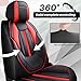 INSORIC Fit for Jeep Wrangler JK JL 2/4-Door Seat Covers Front Set 2007-2025, Custom for Unlimited X Rubicon 392 Sahara Willys Sport High Altitude 4X4 Nappa Leather Seat Cover(Black Red)