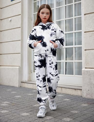 Image of Arshinet Girls 2 Piece Outfits Oversized Sweatshirt and Sweatpant Sweatsuit | Pullover Hoodie Crewneck Baggy Jogger Pants with Pockets Fall Winter Tracksuits Clothes