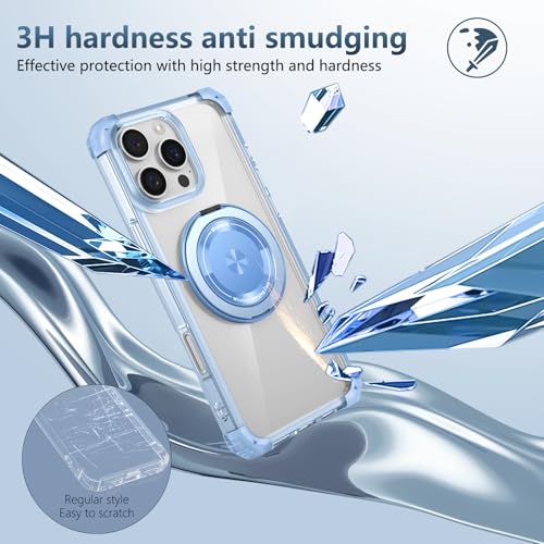 Coque iPhone 16 Pro de qualité supérieure protectrice bleue avec anneau intégré