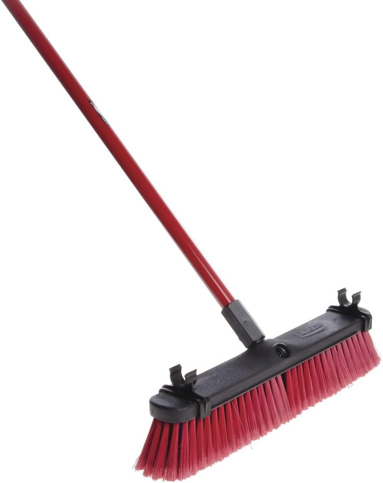 LIBMAN Red Recycled PET Sweeping Push Broom with Handle