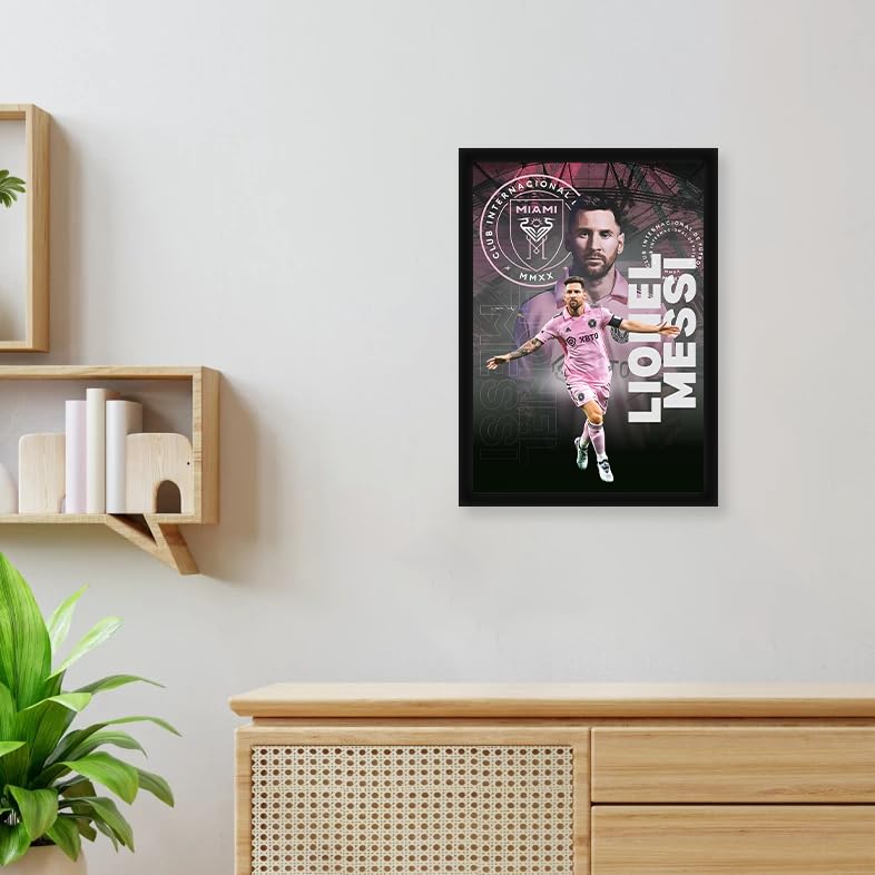 Image of CodersParadise Miami Pink Football Icon-Inspired Poster Frame | Premium A4 Framed Wall Art for Bedroom, Office & Gaming Setup | Dynamic Soccer Tribute Decor for Fans & Collectors