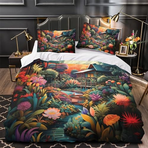 Housse de couette zippée facile à laver parure de lit jungle 3D king-size