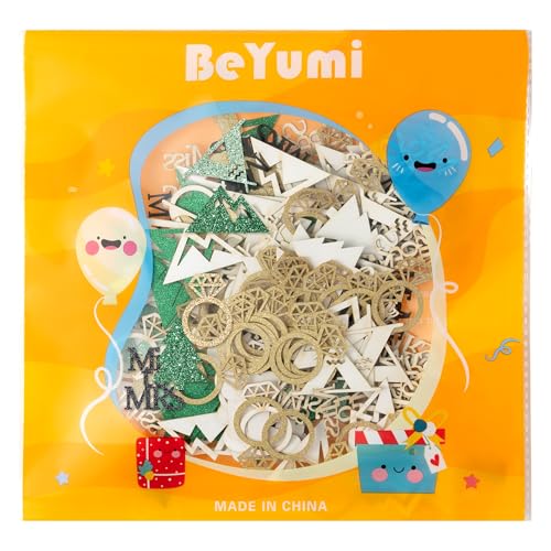 Image of BeYumi Camp Bachelorette Table Confetti - 300Pcs Camping Table Confetti Decorations Gold Glitter Diamond Ring Miss to Mrs Mountain Tent Paper Decor for Hiking Engagement Party Supplies