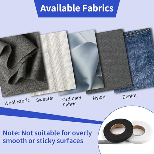 MOWPOG 420 Yards Hem Tape, 1/2 INCH Iron on Hemming Tape, No Sewing Hemming Tape, Adhesive Fabric Fusing Tape for Pants Clothes Dresses Curtains Fabric Crafting Projects (6 Rolls, White and Black)