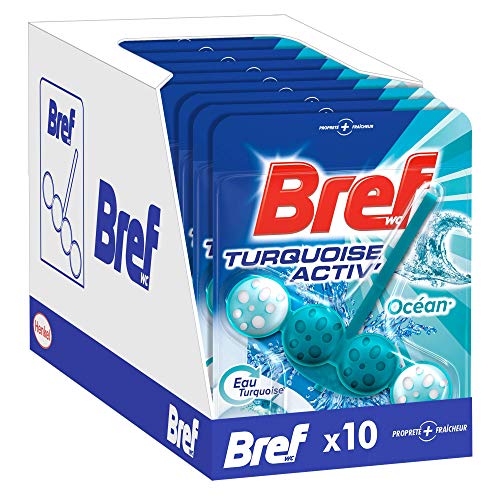 Bref WC Turquoise Activ Ocean - Bloc Nettoyant WC - Lot de 10 blocs WC