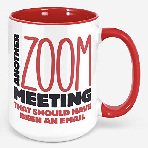 Funny Zoom Meeting Coffee Mug - I Survived Another Meeting That Should Have Been an Email. 15oz Fun Red Tea Cup Christmas Gift Mug For Boss, Employees, Coworkers, Supervisor. Teams Meeting, Office.