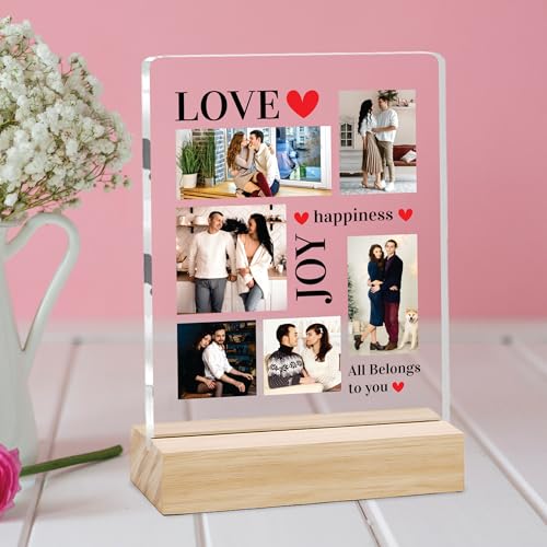 Image of Giftplease Customized Photo Frame with Wooden Stand | Transparent | Personalized Couple Picture Frame Gift for Girlfriend, Boyfriend, Husband, Wife |Anniversary, Wedding, Valentine s Day C 13