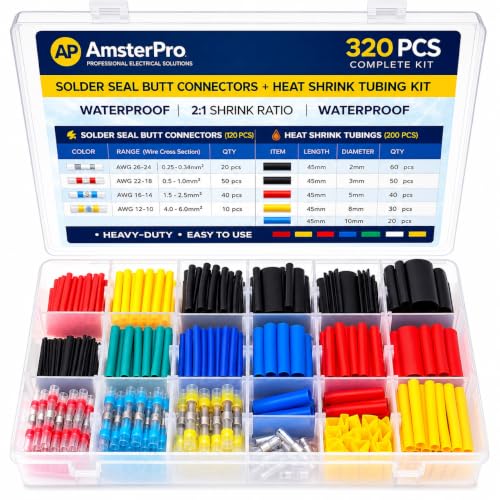 AmsterPro kit 320pc connecteurs soudure et gaine thermorétractable
