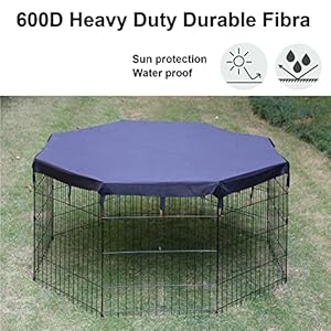 Dog Playpen cover Sun/Rain Proof Top Cover,Provide Shade and Security for Indoor and Outdoor dog Pen,Dog Pen Cover Fits All 24″ Wide 8 Panels Pet Exercise Pen (Playpen Not Included!!!)