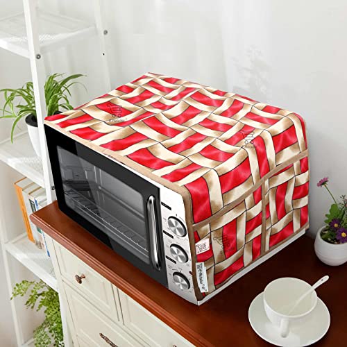 Image of Polyester 3-Layered Microwave Oven Top Cover With 4 Utility Pockets Suitable for Upto 30 Liter (Color- Red, Size-36x14 Inches)