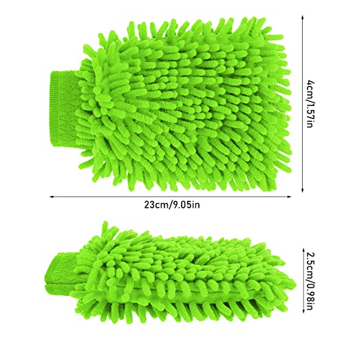 Sibba 2 Pcs Wash Cloths Car Cleaning Supplies Microfiber Towels Brush Wheel Detailing Kit Care Mitt Long Handle Sponge Interior Cleaner Drying Scratch Guard Shampoo Washing Wipes Weave Towel (Green) #TOP1