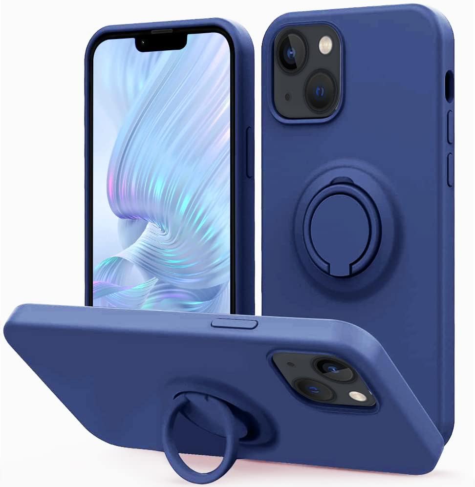 YUXIASAN Designed for iPhone 13 Case 6.1 inch with Ring Kickstand,Super Soft Microfiber Lining,Anti-Scratch Full-Body Shockproof Protective Case for iPhone 13 -Grass Purple