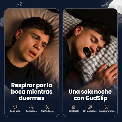 Miniatura 2 de GudSlip® Mouth Tape - Tiras Bucales para Dormir (30+6) - Reduce Ronquidos & Sequedad Bucal, Mejora la Respiración Nasal - Adhesivo Elástico Hipoalergénico Apto para Barba
