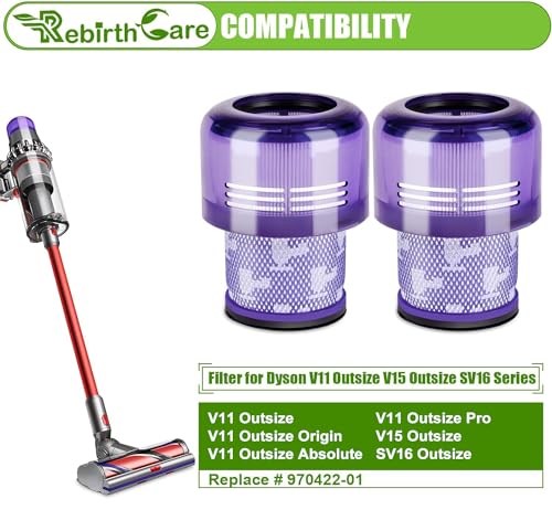 Image of 2 Pack Outsize Filter Replacement for Dyson V11 Outsize, SV29, SV16 Vacuum attachment for Dyson V11 Outsize Origin /Plus /Outsize+ /Absolute+ Vacuum Cleaner, Compare to Part 970422-01