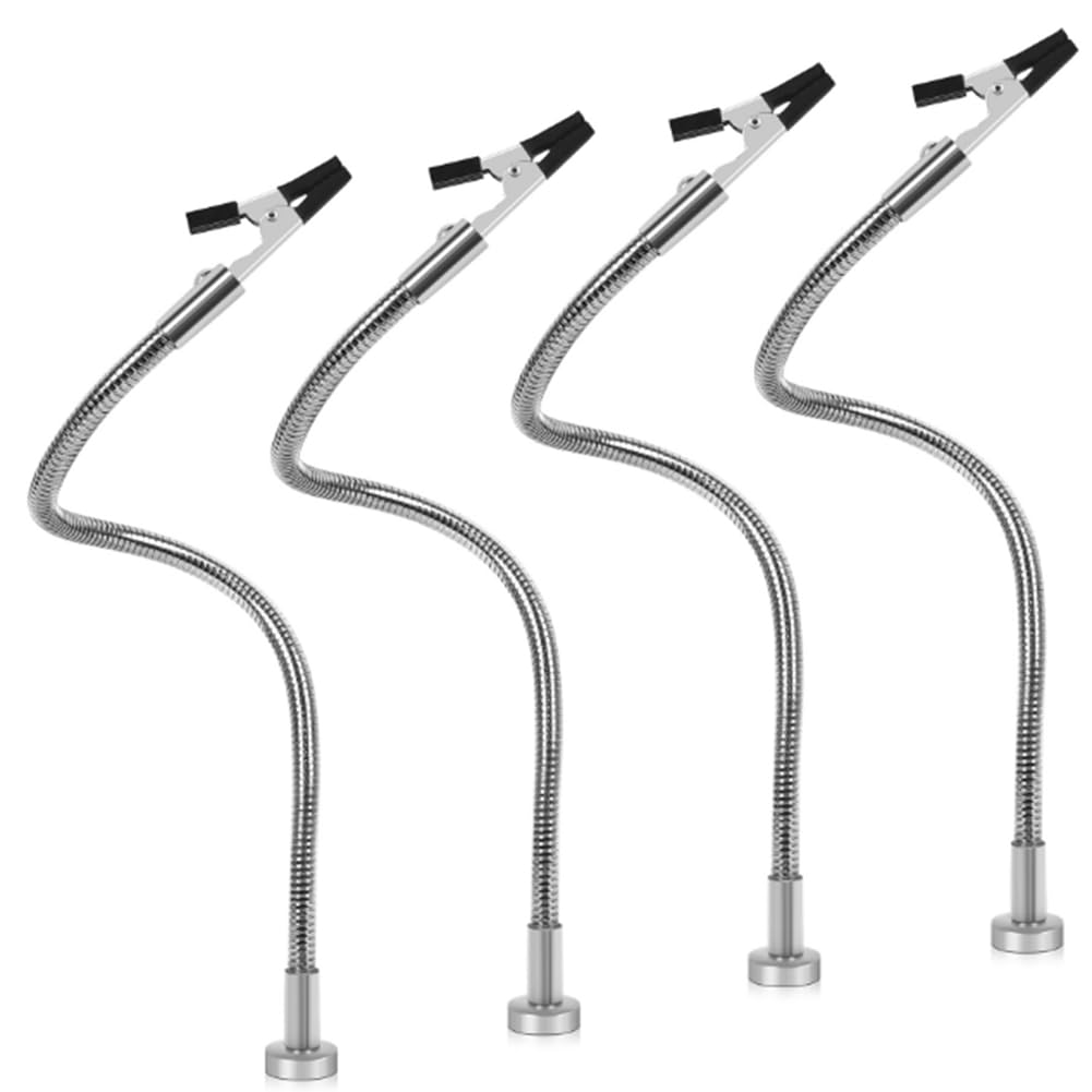 Littimoon 4pcs Magnetic Helping Hands Soldering Third Hand Tools Metal Flexible Gooseneck with Alligator Clips Welding Tool