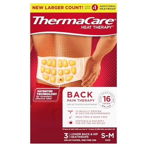ThermaCare Back Pain Therapy Lower Back & Hip Small/Medium Pain Relief Heat Wraps, 3 Count