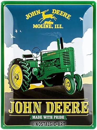 Plaque émaillée John Deere Rétro 15x20cm - En Métal - Style Vintage Américain - Déco Murale Magnétique