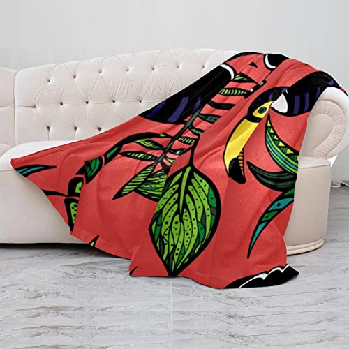 Plaid microfibre doux toucan tropical finitions soignées 150cm - 5