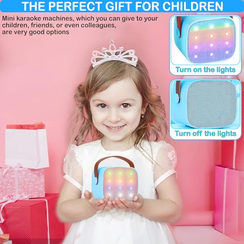 Image of Karaoke Machine for Kids, Mini Karaoke Machine for Kids Adults, Portable Bluetooth Speaker with 1 Wireless Microphones, Christmas Birthday Toys Birthday Gifts for Girls 4, 5, 6, 7, 8+ Years Old Blue