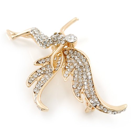 Broche de cristal transparente chapado en oro como regalo de aniversario 5