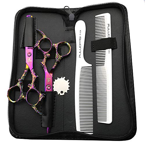 FOMALHAUT Japan 440C steel hairdressing scissors Purple 6 inch hairdressing scissors set 17.5cm scissors 2pcs Hairdressing kit