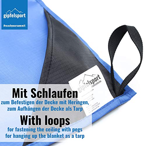 gipfelsport Picknickdecke - Outdoor Picknick Decke I Stranddecke, wasserdicht, waschbar, sandfrei I 200x140cm groß I blau