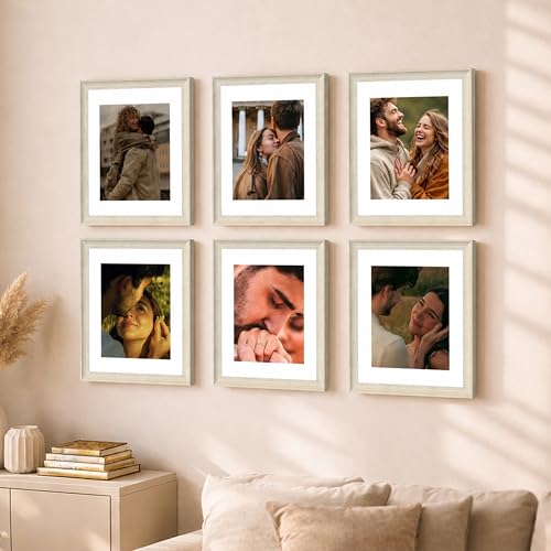 Image of Art Street Wooden Photo Frame for living room, Aesthetic Cave Design Photo Frames for Photograph, Art Work, Certificates Set of 6 (11x14 Inch, Brown)