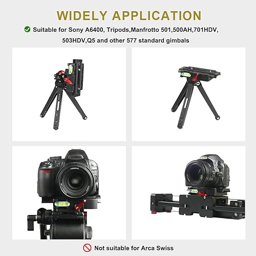 Miniatura 2 de UTEBIT Placa de liberación rápida P200  Placa base de trípode de cámara de aleación de aluminio con orificio de tornillo de 14 y 38 pulgadas