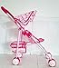 Passeggino per Bambole Rosa in Metallo 4 Ruote con Parasole