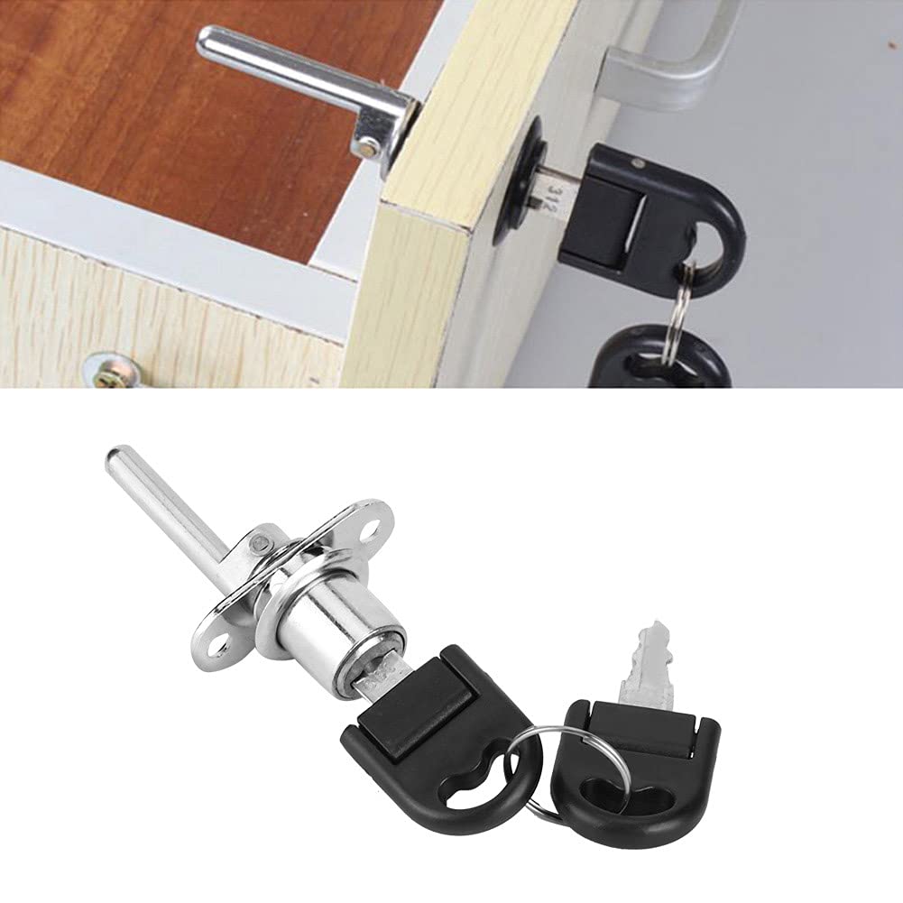Kit Serratura In Lega Di Zinco Per Armadi, Scrivanie E Vetrine – Colore Nero, Dimensioni 92x28 Mm