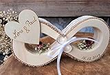 ringhalter holz hochzeit  Hochzeit Ringkissen Ringhalter Holz Unendlichkeitszeichen für Eheringe mit Namen