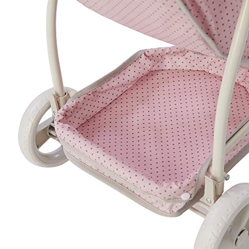 Olivia's Little World Baby Doll Stroller Polka Dots Princess Collection, Convertible Doll Pram With Storage Basket For 18" Dolls, 2-In-1 Baby Doll Stroller, Pink & Gray #TOP7