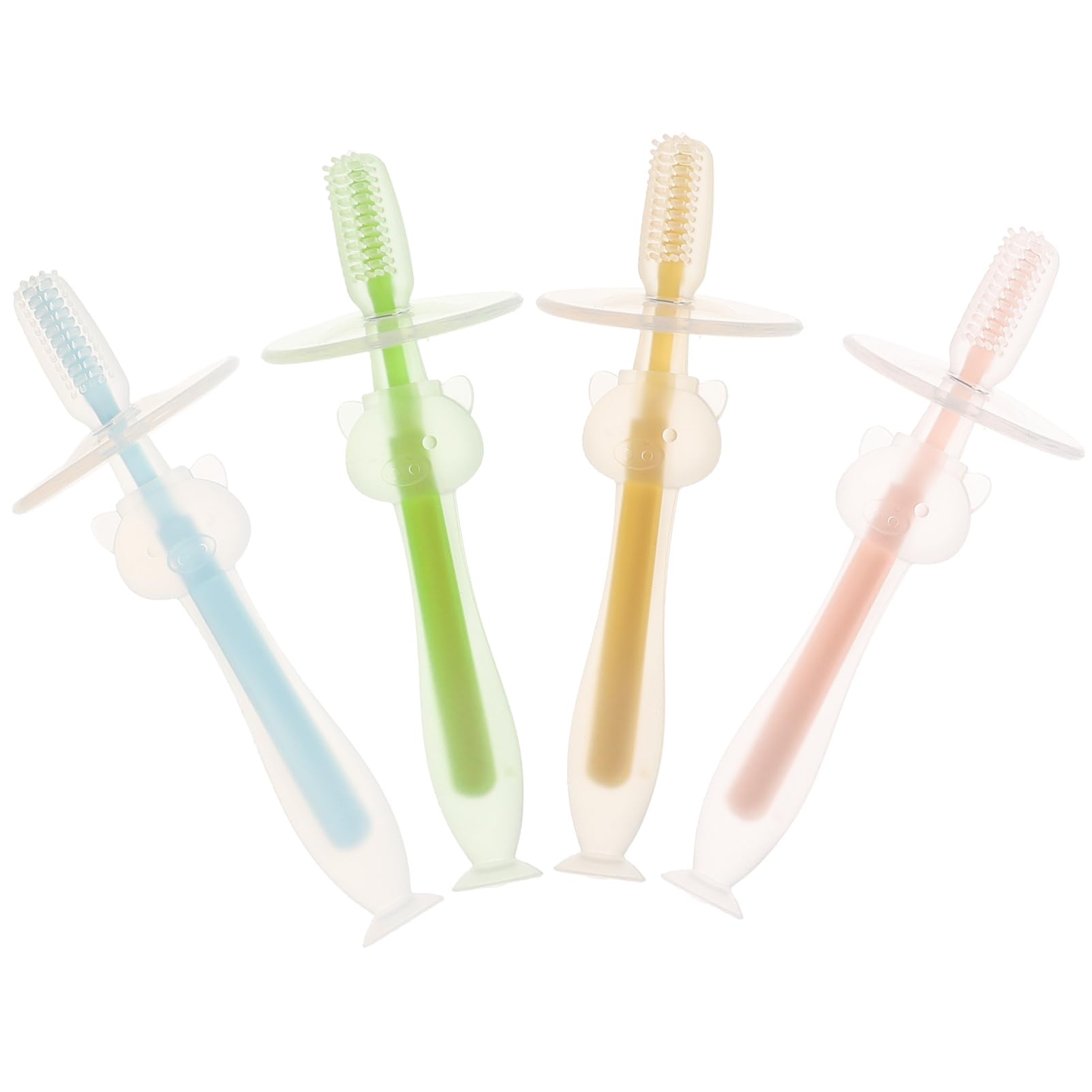 FRCOLOR 16pezzi Spazzolini Per Ragazzo Ragazza Con Base Di Suzione Per Igiene Orale Spazzolini Morbidi Per e Gengive Colori Pastello Facili Da Usare e Leggeri